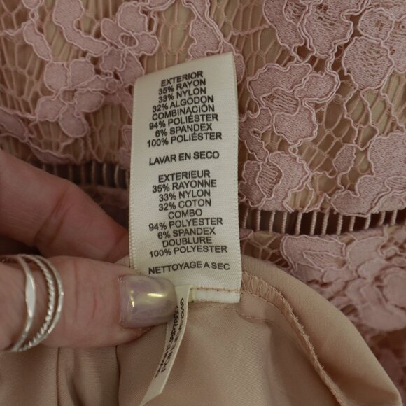 Eliza J Bell Sleeve Lace Dress Womens 4P Blush Coquette Party Event Twee Holiday - Picture 4 of 11